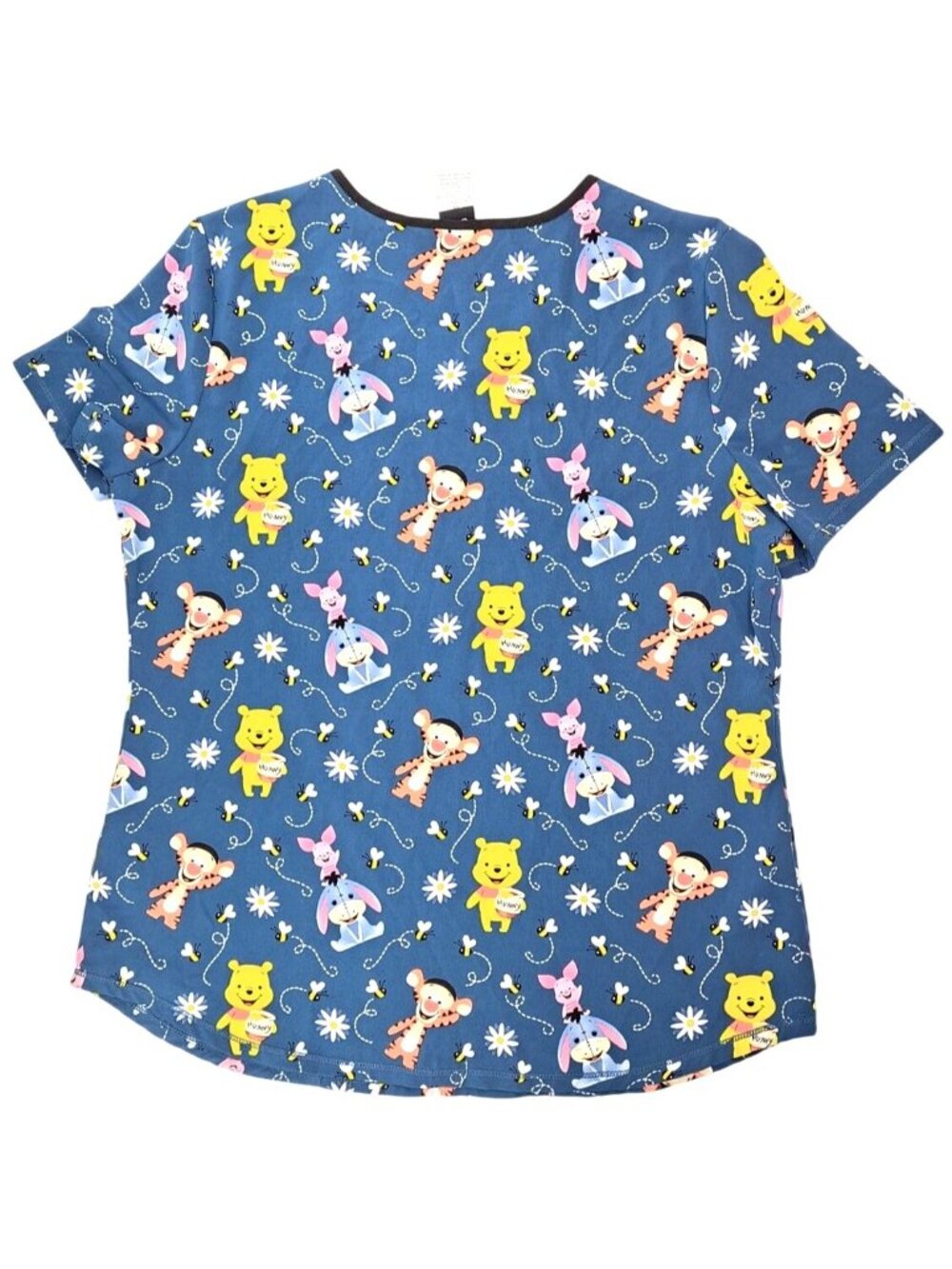Disney Winnie The Pooh Scrub Top Tigger Eeyore V-Neck Short Sleeve Women Medium - Picture 8 of 10